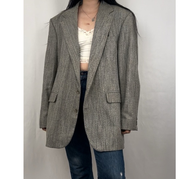 Vintage Haggar Grey Tweed Oversized Boyfriend Blazer - Picture 2 of 8